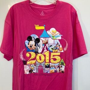 2015 Disney WDW Sz XL Pink Short Sleeve Shirt Figment Goofy Chip Dale Maleficent